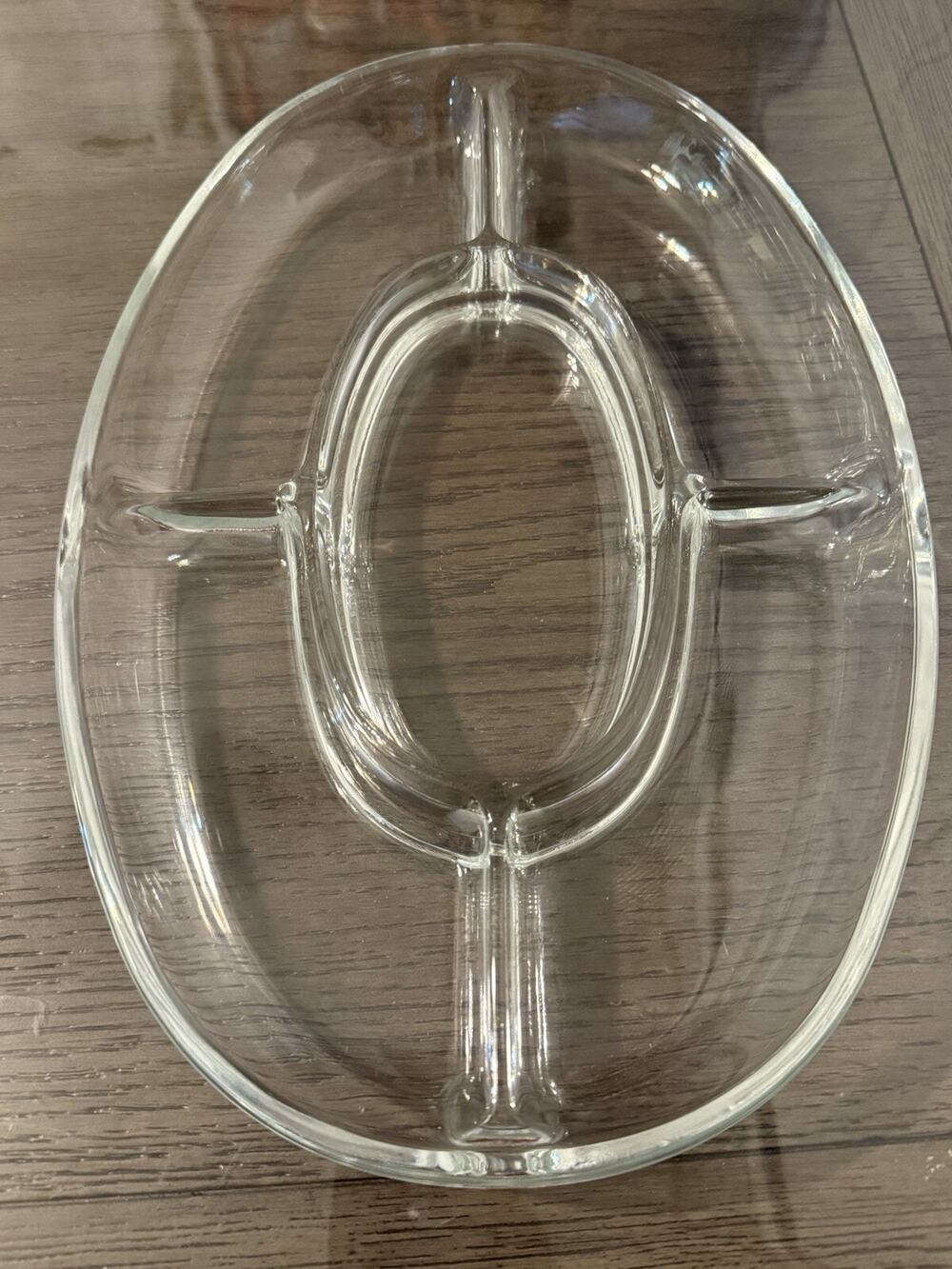 Pressed Glass Relish Tray - 12” x 8 1/4" Oval Vintage USED *READ SEE PHOTO *READ